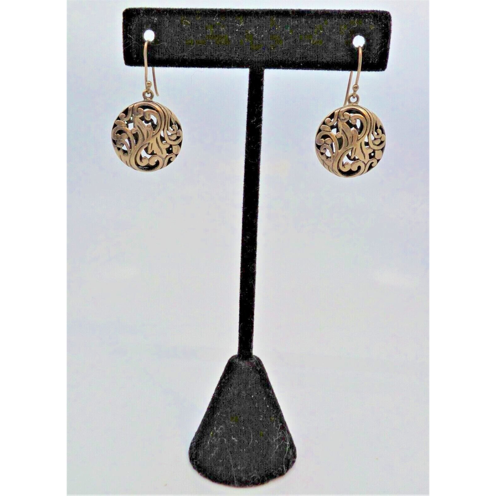 925 Sterling Silver Round Open Cut Floral Drop Dangle Earrings